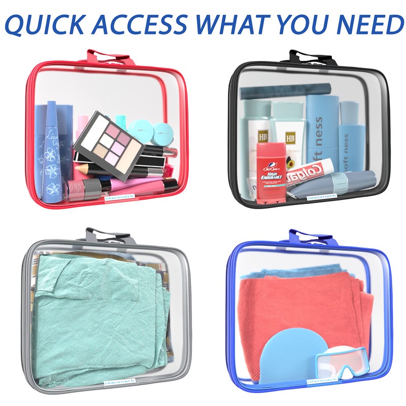 Olanmark Clear Compression Packing Cubes 3 Set - Large See-Through Plastic Suitcase Bags for Travel - Luggage Compressable Organizers - Transparent PVC Collapsible Cosmetic Bag for Backpack Black - Image 5